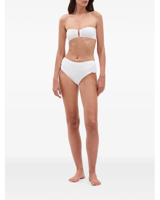 Eres White Sofia Ruched-Side Bikini Bottoms