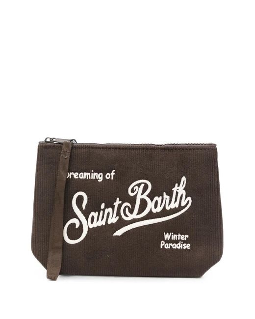 Mc2 Saint Barth Black Line Corduroy-Embroidered Clutch Bag