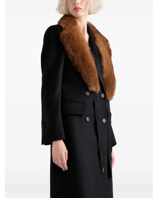 Prada Black Peak-Lapels Coat