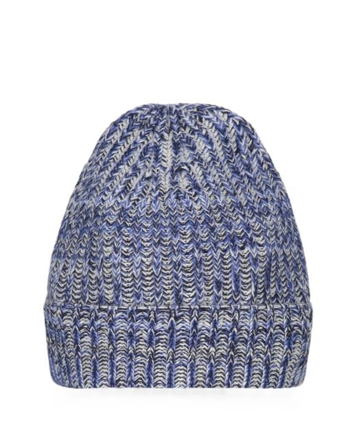 Malo Blue Ribbed-Knit Beanie Hat for men