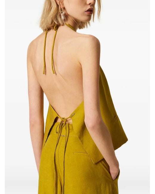 Chaleco Con Cuello Halter Twinset de color Yellow