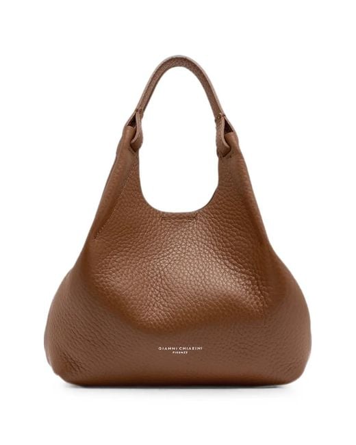 Gianni Chiarini Brown Dua Medium Grainy-Leather Shoulder Bag