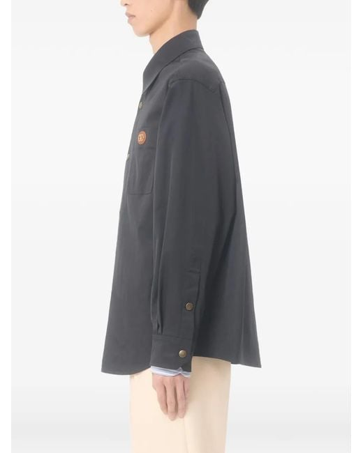 Valentino Garavani Black Nylon Shirt Jacket With Patch Vlogo for men