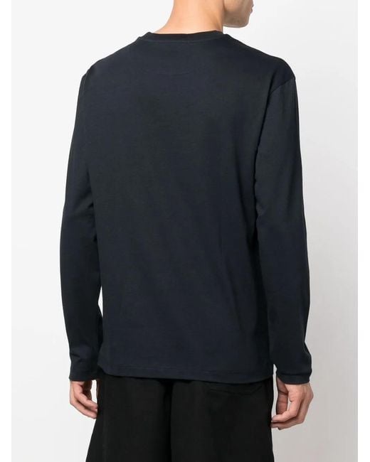 Jil Sander Blue Logo-patch Crew-neck T-shirt for men