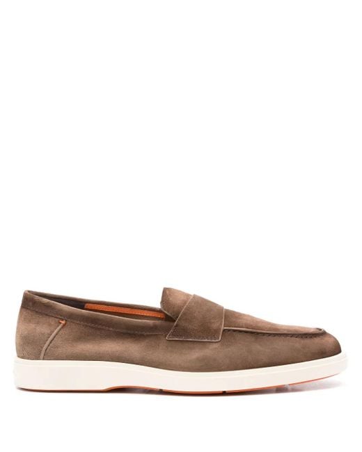 Santoni メンズ ブラウン スエード ローファーの通販はau PAY