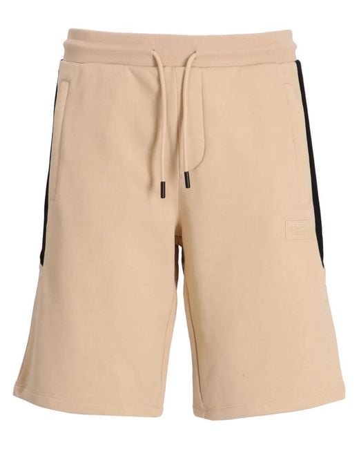 Karl Lagerfeld Natural Logo-Patch Drawstring Shorts for men
