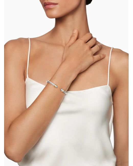 David Yurman White 14Kt And Sterling Classic Cable Diamond Bracelet (5Mm)