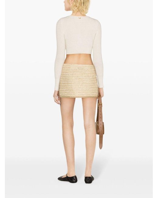 Minifalda de tweed con lentejuelas Miu Miu de color Natural