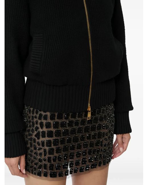 Elisabetta Franchi Women's Black Crocodile-Effect Embroidered Mini Skirt