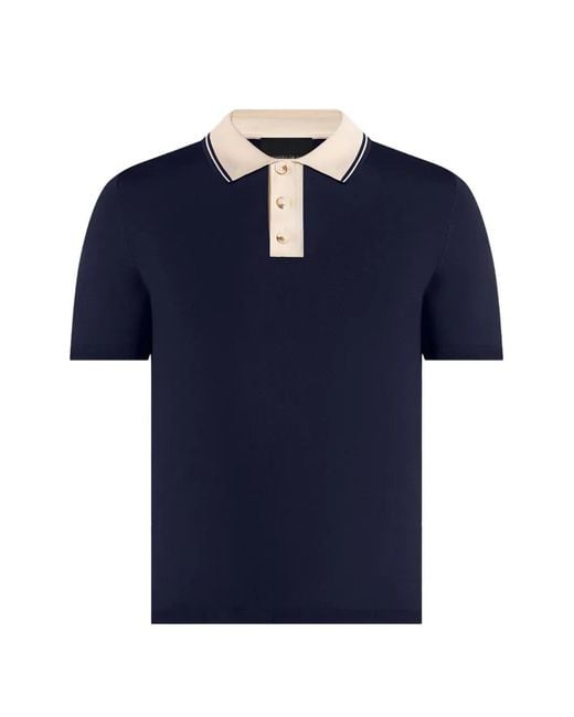 Manière De Voir Blue Contrast Detail Luxe Knit Polo Shirt for men