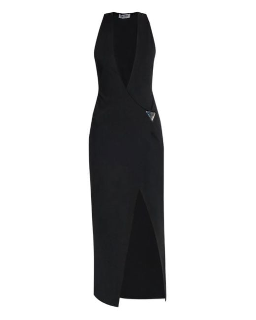 The Attico Black Plunge-Neck Split Midi Dress