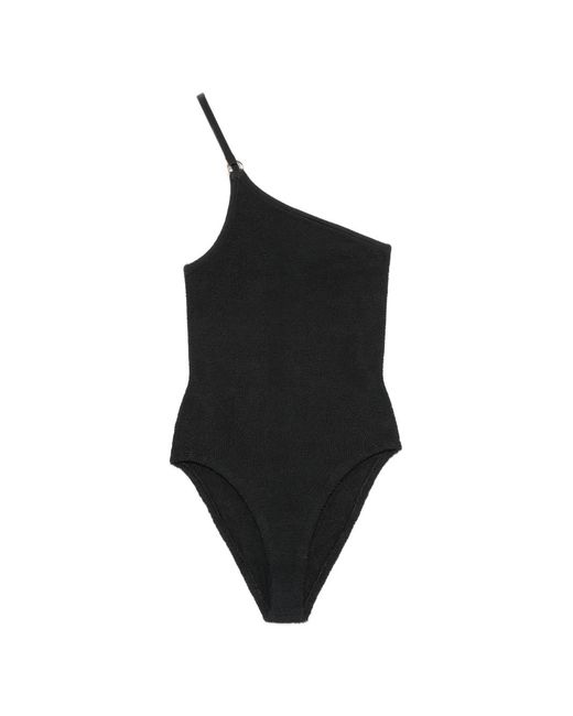 Hunza G Black Clara One-Shoulder Swimsuit