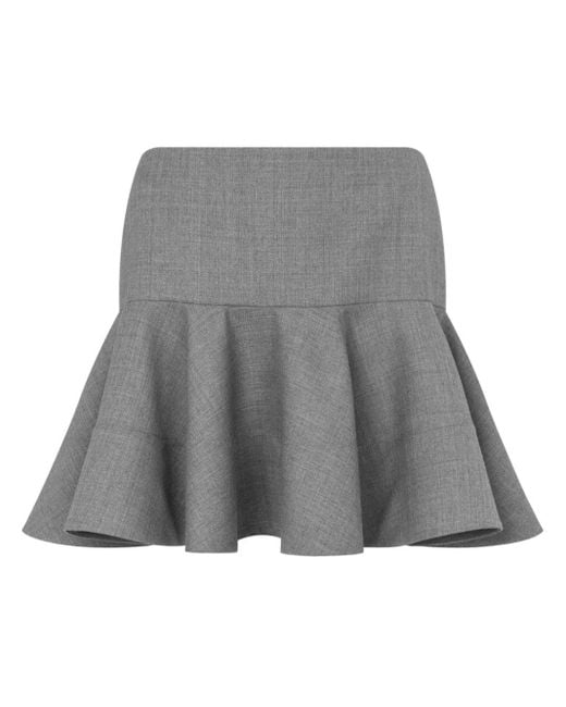 Moschino Gray Ruffle Hem Virgin Wool Skirt