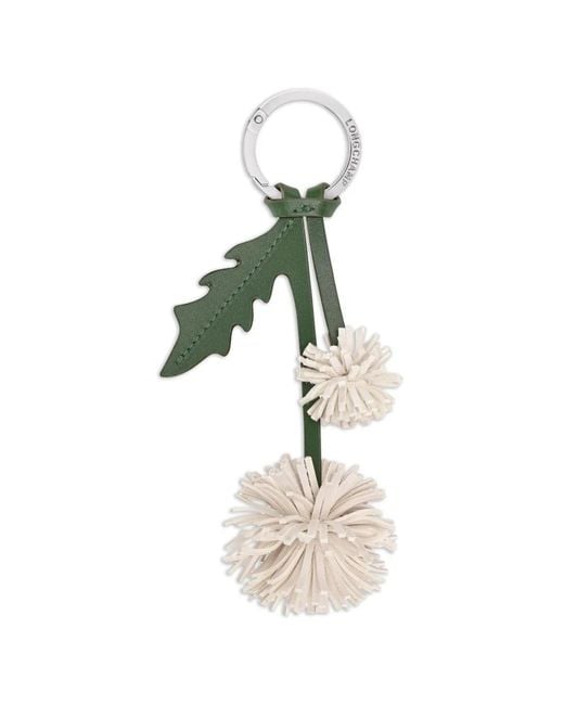 Longchamp White Dandelion-Motif Keyring