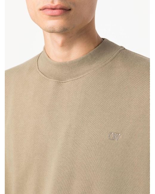 Off-White c/o Virgil Abloh Natural Logo-embroidered Cotton Sweatshirt for men