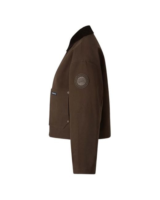 Canada Goose Brown Corduroy-Collar Logo-Patch Jacket