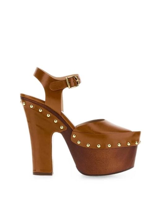Chloé Brown Meret Stud-Embellished Pumps