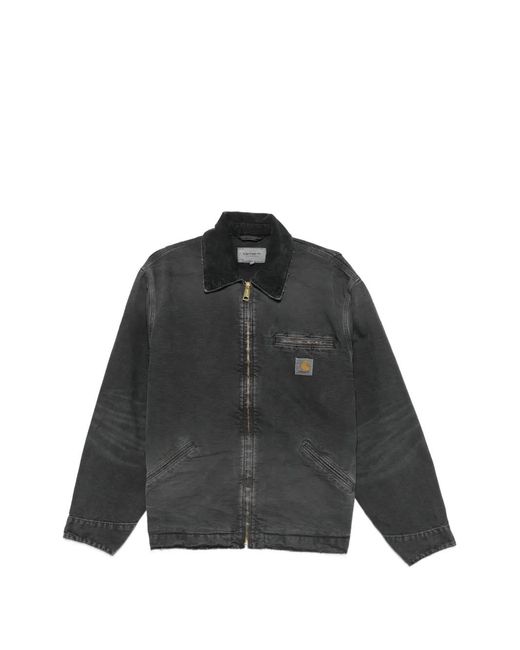 Carhartt Black Og Detroit Logo-Patch Zip-Up Cotton Jacket for men