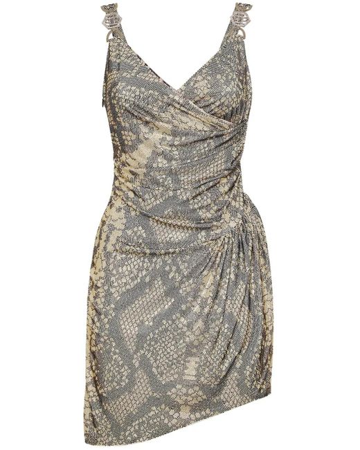Philipp Plein Mini-Jurk Verfraaid Met Stras in het Gray