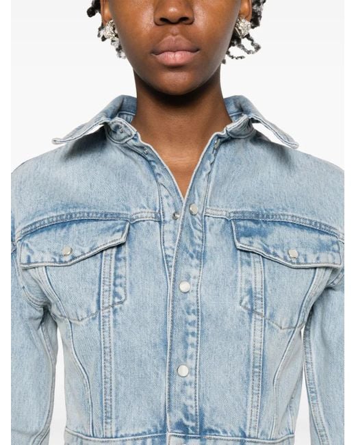 Wardrobe NYC Cropped Denim Jacket Blue