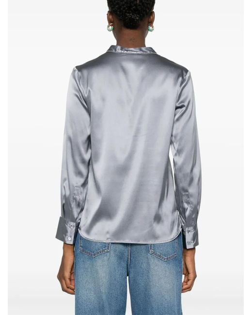Peserico Gray Bead-Embellished Blouse