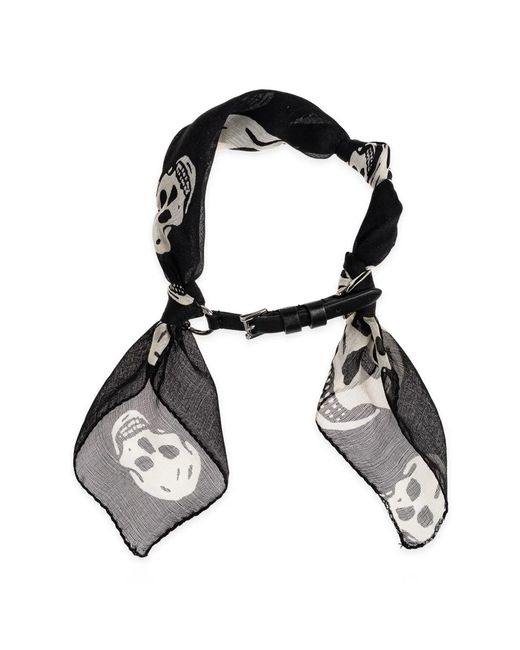 McQueen Black Skull-Print Silk-Wrapped Bracelets