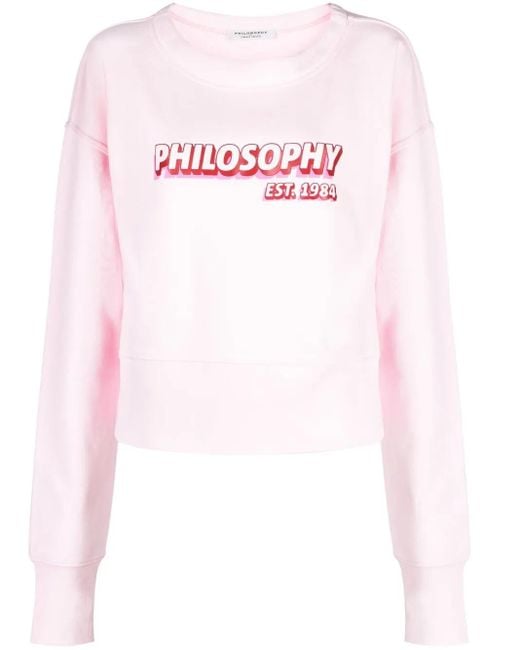 Philosophy Di Lorenzo Serafini Pink Logo-Print Cotton Sweatshirt