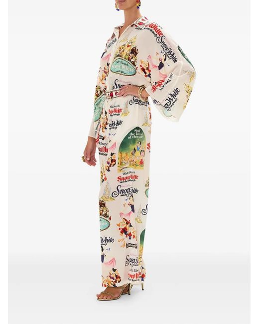 Camilla White Print Silk Trousers