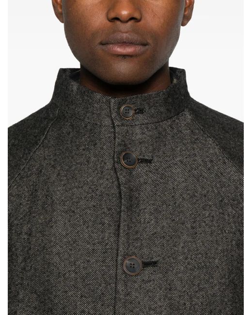 Individual Sentiments Gray Single-Breasted Collarless Coat for men