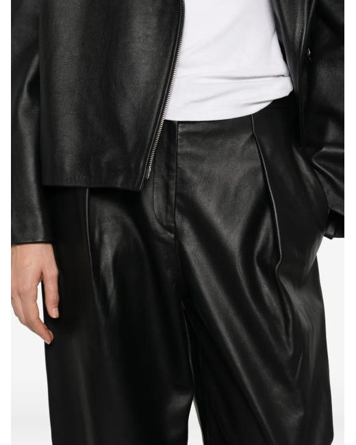 Liviana Conti Gray Leather Trousers