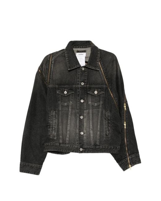 Doublet Black Filleted-Zip Denim Jacket for men