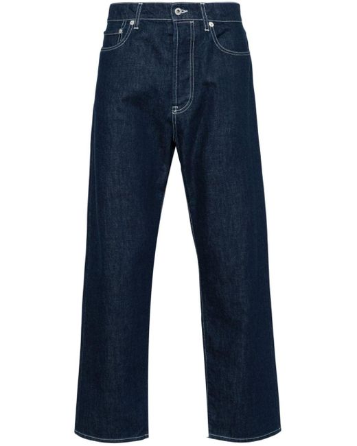 KENZO Halbhohe Asagao Straight-Leg-Jeans in Blue für Herren