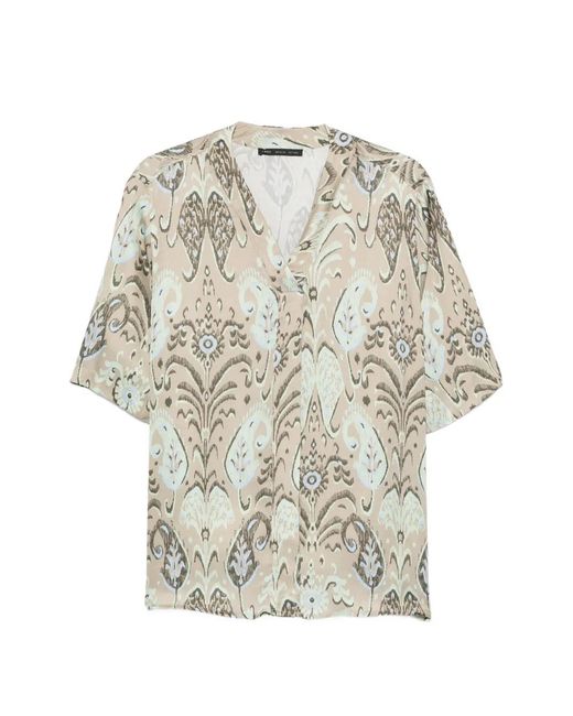 Low Brand White Paisley-Pattern V-Neck Shirt for men