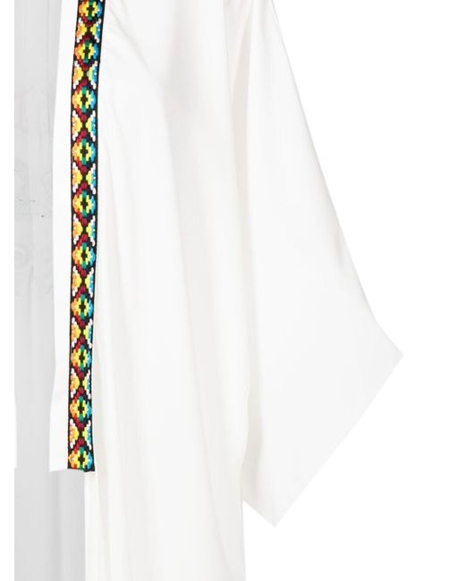 Olympiah White Contrast-trim Midi Kimono