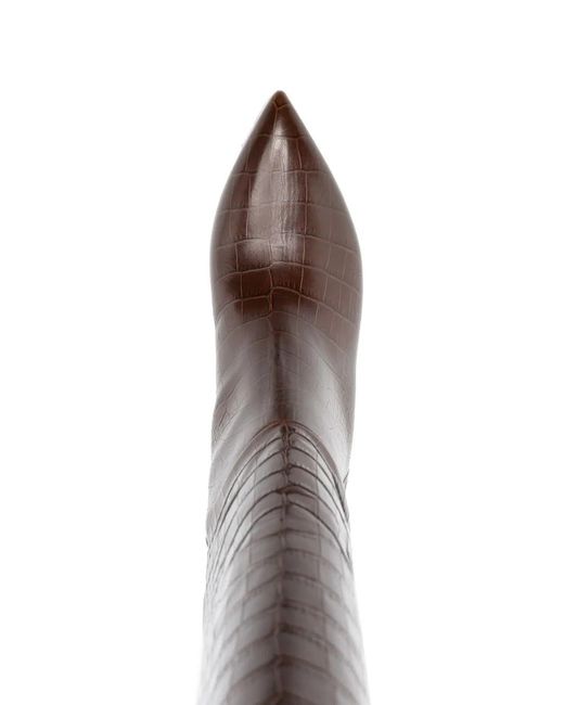 Paris Texas Brown 65 Mock Croc Knee-high Leather Boots - Women's - Calf Leather