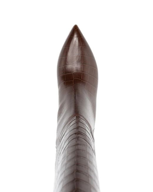 Paris Texas Brown 65 Mock Croc Knee-high Leather Boots - Women's - Calf Leather