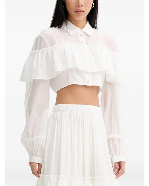 Aniye By White Carmen Ruffled Cropped Shirt