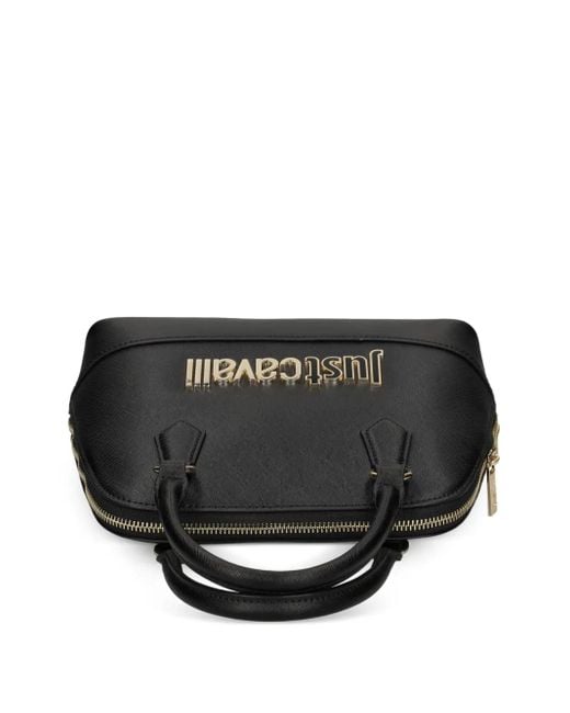 Just Cavalli Black Logo-Plaque Tote Bag