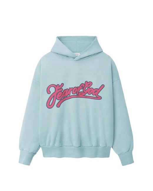 Fear Of God Blue Logo-Print Hoodie for men