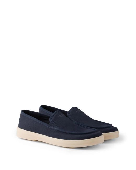 Prada Blue Mocassins En Tissu for men