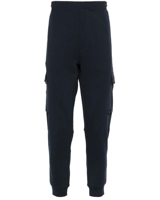 Boss Blue Cotton Cargo Track Pants for men