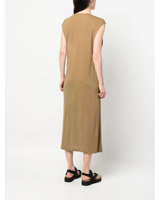 Auralee Natural Front-Slit Cut-Out Dress