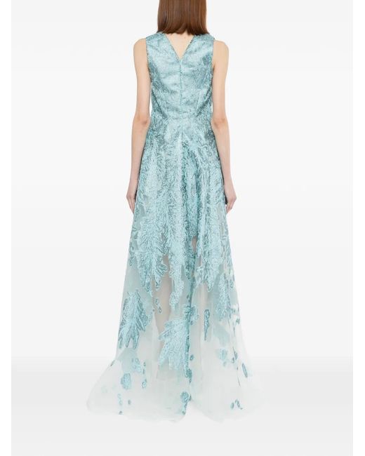 Saiid Kobeisy Blue Brocade Dress
