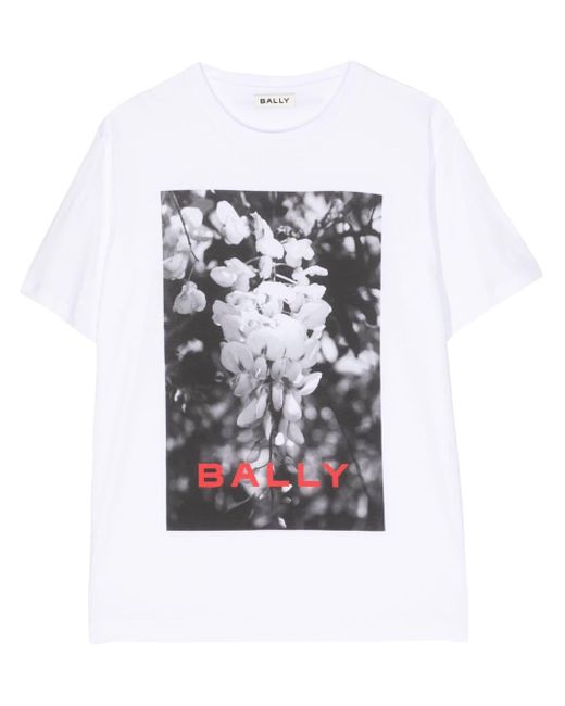 Bally White T-Shirt mit Foto-Print