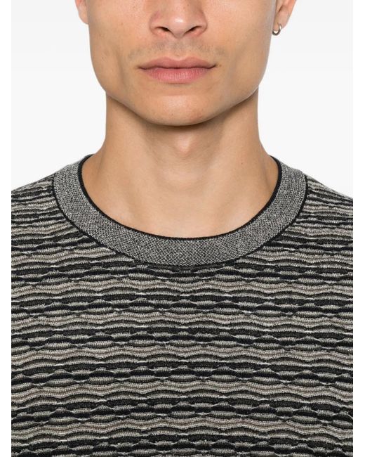 Emporio Armani Gray Horizontal-Stripe Sweater for men