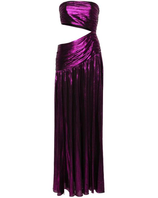 retroféte Purple Kenna Cut-Out Detailed Maxi Dress