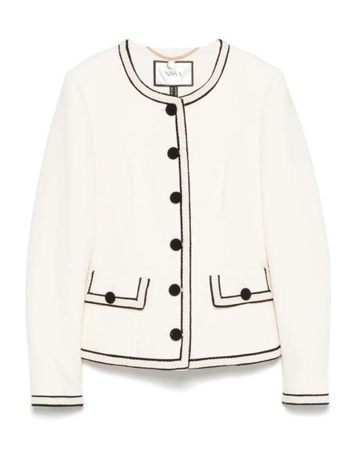 Nissa Natural Single-Breasted Suit Jacket