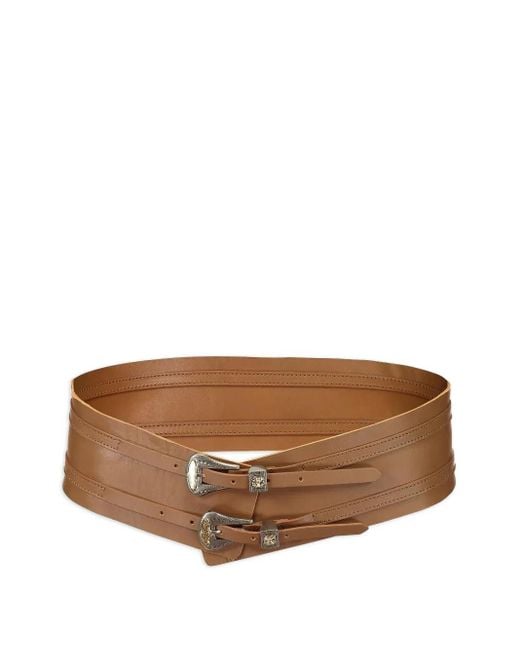 Streets Ahead Double-Buckle Leather Belt in Brown | Lyst display picture 2