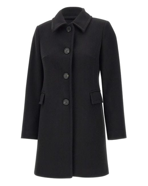 Kaos Black Single-Breasted Flap-Pocket Coat