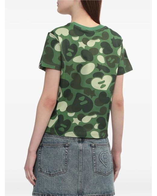 A Bathing Ape Green Camouflage Heart T-Shirt